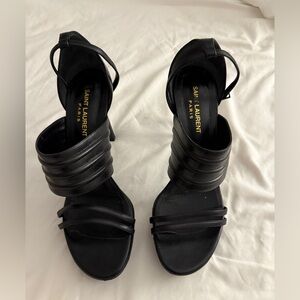 Yves Saint Laurent Black Strappy Leather Heels